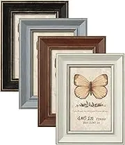 4x6 Picture Frames Set of 4, Rustic Farmhouse Photo Frame with Tempered Glass, Distressed Vintage Frame Bulk 3.5x5 With Mat and 4x6 Without Mat for Wall Mount or Tabletop Display, Home Office Gift