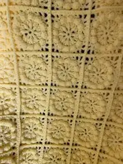 Handmade Home Crocheted Afghan - Bobble Squares (Pale Yellow)