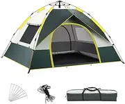 3-4 Person Camping Dome Tent Quick Setup Outdoor Tent Windproof & Rainproof Ultraviolet Protecting Shelter with 2 Door & 2 Window for Outdoor Camping Hiking Backpacking Beach