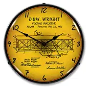 1906 Wright Flyer Patent, Lighted Backlit LED Wall Clock, Free Shipping