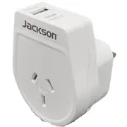 Jackson PTA8811USBMC Slim Outbound Travel Adaptor 1x USB-A & 1x USB-C (2.1A) Charging Ports Converts NZ / AU Plugs for use in UK / Hong Kong / More [PTA8811USBMC]