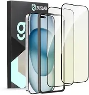 [2 Pack] ZUSLAB Screen Protector for iPhone 15 Plus Anti-Blue Light Tempered Glass Eye Protection with Installation Alignment Frame for Apple (2023)