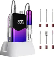 CIVPOWER Nail Drill Professional: 35000RPM Electric Nail File - Portable Rechargeable LED Display Nail Tool Kit- Manicure Pedicure Salon Home DIY (Blue Purple)
