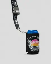 [Salty Life] Salty Life Turn Up Lanyard Stubby Cooler in Black One Size