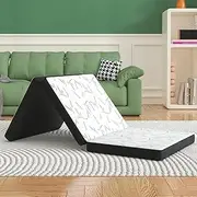 Ufurniture Folding Mattress Portable Trifold Foldable Foam Mattresses Camping Mat Travel Cushion Linen Gaming Floor Pad Sofa Bed White-190x80x10