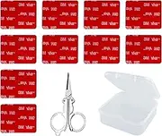 AuzzieStar 3M Double-Sided Adhesive Tape Pads, 10-Pack - Multi-Purpose 3M VHB Sticky Mounting Pads with Stainless Steel Folding Scissors & Storage Case - 5.5cm x 5.5cm