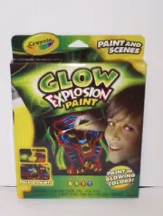 New Crayola Glow Explosion Paint and Scenes w/4 Glow in the Dark Colors 74-4164