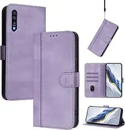 [PU Leather+Case] Compatible with Samsung Galaxy A70 A705FN Cover,Compatible with Samsung Galaxy A70s Flip Stand Card Slot Wallet Lanyard Purple