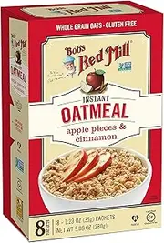 Bob's Red Mill Apple Pieces & Cinnamon Oatmeal Packets, 8 Packets (Pack of 1) - Non GMO, Gluten Free, Whole Grain, Kosher