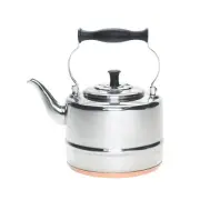 BonJour Tea Kettle 8-Cup Stovetop Vintage Silver Stainless Steel Gooseneck Spout