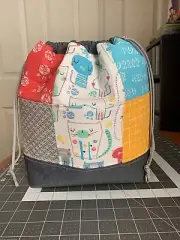 Large Patchwork Quilted Knitting Bag, Yarn Project, Crafts, Travel, Kitty Cats