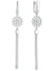 [Amor] Snow Flake Drop Silver Earrings
