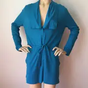 NEW ST JOHN KNIT SIZE M WOMENS SPA JACKET BLUE PRUSSIAN