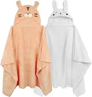 Toddler Towels with Hood Kids Hooded Bath Towel Baby Hooded Towels for Toddlers 0-5 Years, 2-Pack Absorbent Soft Toddler Bath Towel Kids Towels Bath Baby Towels with Hood Thick 50'' x 32'' Large