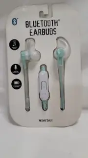 Vivitar Bluetooth Earbuds (WEB-29-MW) Built-in Mic Rechargeable White & Seafoam