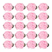 20Pcs 1" Ribbon Flowers Bows Mini Satin Roses Flowers Pink