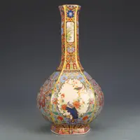 在飛比找ETMall東森購物網優惠-雍正琺瑯彩六方瓶仿古瓷器花瓶