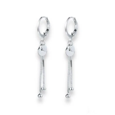 Elegant Disc Long Tassel Chain Dangle Drop Earrings for Women