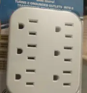 6 Outlet Wall Plug Adapter Extender 3-Prong Design (2 Pack)