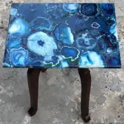 Blue Agate Console Side Slab Top, Natural Geode Agate Coffee Table Patio Decor
