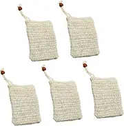 NULYLU 5pcs Sisal Mesh Soap Bag Face Cleaning Net Soap Mesh Holder Drawstring Bag for Bathroom Efficient Gentle Exfoliating Quick Drying