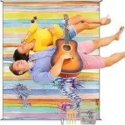 Outdoor Picnic Blanket - 86.61x70.87 Inches Waterproof Beach Towel - Lightweight Camping Pad with 4 Corner Pockets and 4 Pegs Windproof Floor Rug for Outdoor Concert
