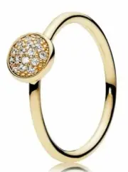 NEW Genuine Pandora Gold Ring 14ct 150187CZ With Box Cubic Zirconia Pave Round