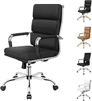 ALFORDSON High Back Esmae Black Padded Computer Chair for Gaming, Office Chair with Height Adjustable SGS Listed Gas Lift, PU Leather Home Ergonomic Desk Chair with Removable Armrest Cover, Max 150kg