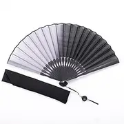 [Generic] Elegant Japanese Silk Folding Fan Sensu Kasumi Ougi with Blur Dyeing, 9.05 inch, Made in Japan (Black Gradation Dye)