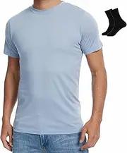 [MERINNOVATION] Men's Merino Wool T-Shirt Short Sleeve Athletic Tee Wicking Base Layer(Wool Face Mask Included)