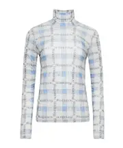 JW Anderson Logo Grid Check Printed Sheer Long Sleeved Top XXS,S,XS,L,M blue