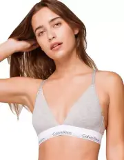 Calvin Klein Cotton Lightly Lined Triangle Bralette Grey Heather XS