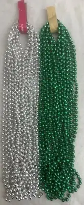 Mardi Gras Beads Green & Silver Disco Mix 33 In Football Party 2 Dz 24 Necklaces
