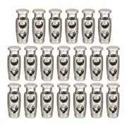 20pcs Double Hole Cord Lock Spring Stopper Fastener Toggle End Pearl Nickel