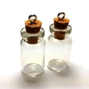 Mini Corked Glass Bottles Vials Charm Kit for Pendants Earrings 1 inch 6-Pack