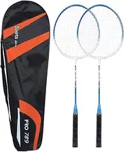 Baxnore 2PCS Practicing Badminton Racket, Iron Alloy Battledore, Lightweight Badminton Racket, Comfortable Grip Badminton Racquet for Casual Play