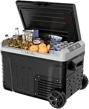 36QT(34L) Portable Refrigerator Freezer，Mini Fridge With 12V/24V DC 110-240V AC,Electric Cooler With Wheels & 2 Basket