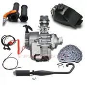 49cc 2Stroke Engine Motor+Exhaust+Fuel Tank Grips Dirt Pit Bike ATV Quad Scooter