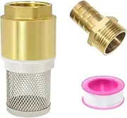 SRJQXH Foot Valve with Suction Basket, 1 Inch Suction Filter Set, Stainless Steel Filter, Brass Check Valve Water, with 1 Inch Male Thread Connection and Raw Material Band, for Suction Pipes, Pumps