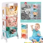 Rack 3 Tiers Large Capacity Books Toy Storage Shelf Kids Toys Organizer Playroom