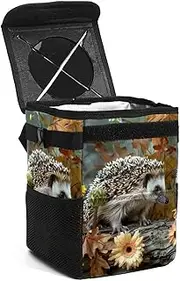Car Trash Can with Lid,Bag Hanging Storage Pockets Leak-Proof,Portable Garbage Bin,Cute Animal Daisy