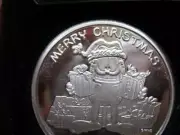 1-OZ .999 SILVER 2016 CHRISTMAS GARFIELD PAWS WITH GIFTS ENGRAVABLE COIN + GOLD