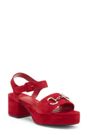Jeffrey Campbell Timeless 2 Platform Sandal in Red Suede Silver at Nordstrom, Size 10