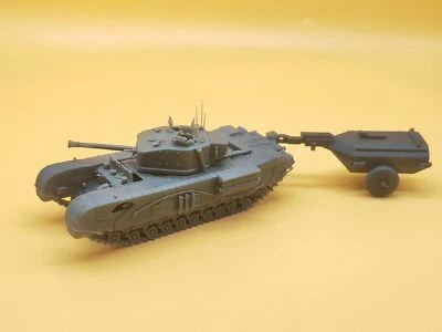3D printing 1/72 UK Churchill Crocodile flamethrower tank Model Kit Unpainted