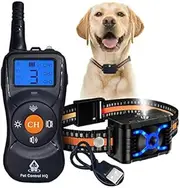 Dog Bark Collar Training w/Remote - Citronella Non-Shock Anti Barking Control & Deterrent Spray (Small, Medium, Large) Humane Shockless, Harmless, Stop Whining, Rechargeable Outdoor Trainer Device