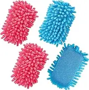 Zonon 4 Pieces Microfiber Shag Whiteboard Eraser Washable Microfiber Shag Board Dry Eraser for Markers, Chalk, Home, Classroom and Office(Blue, Pink)