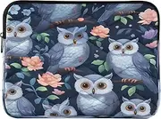 Funny Owls Flowers Computer Case for Laptop, Quilted Computer Sleeve 13 Inch Laptop for Women
