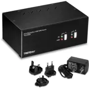 2-Port Dual Monitor DisplayPort KVM Switch with Audio, 2-Port USB 2.0 Hub, 4K...