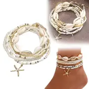 Anklets Bracelet For Women Colorful Stackable Anklet Boho Seashell Beaded