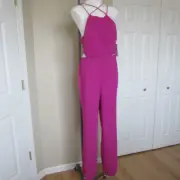 AIDAN BY AIDAN MATTOX CREPE MAGENTA HOT PINK CUT OUT JUMPSUIT-SZ 12-NWT